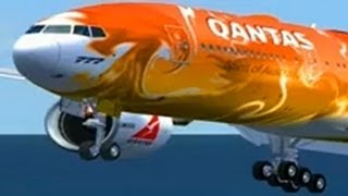 FSX HD Posky 777 Qantas Special Paint landing [upl. by Kerk32]