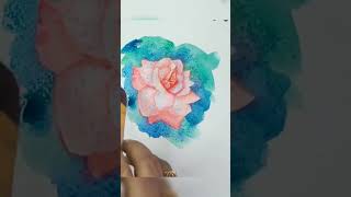 Painting a rose in watercolour quickly [upl. by Trebleda]