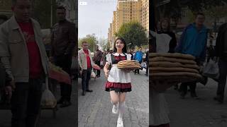 This robot girl sells parathas on the street shortvideos [upl. by Olraced]