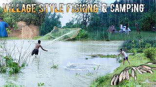 Group Camping and Fishing in Heavy Rain  Flood in Our Village [upl. by Rogerio395]