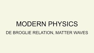 6 de Broglie relation matter waves [upl. by Cost]