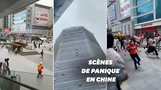 À Shenzhen un gratteciel tremble et crée la panique dans les rues [upl. by Alet336]