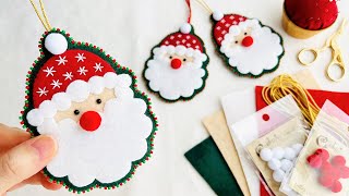 可愛いサンタクロースのクリスマス飾りの作り方  フェルトで簡単手作りクリスマス飾り  How to make Santa Claus Ornaments with felt [upl. by Eillah]