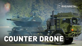 Rheinmetall Air Defence Skynex truckmounted engaging drone swarm [upl. by Meghan]