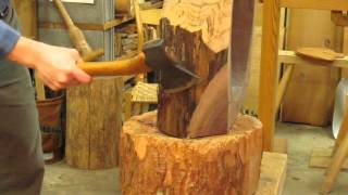 Carving a Bowl with Adze Axe Gouge and Drawknife [upl. by Cristy821]