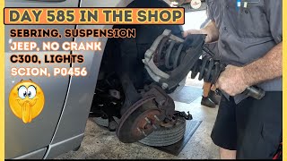 Sebring Suspension C300 Lights Scion P0456 Jeep No crank DAY 585 in the Shop Fixing Cars [upl. by Nomyt]