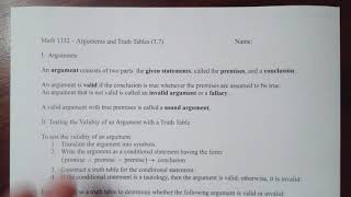 Arguments and Truth Tables [upl. by Malinda]