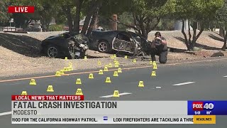 Modesto police investigate fatal car crash [upl. by Gerrilee656]