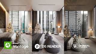 Interior ArchViz  D5 Render vs Chaos Vantage vs Unreal Engine 5 [upl. by Ediva576]