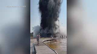 Hydrothermal explosion sent tourists running at Yellowstone National Park [upl. by Graybill342]