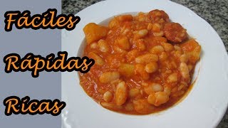 JUDÍAS blancas de bote con CHORIZO fáciles 2019🍲ALUBIAS blancasPOTAJE de alubias [upl. by Bixby120]