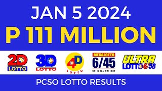 Lotto Result January 5 2024 9pm PCSO [upl. by Yurik]