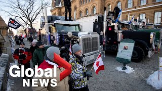 Trucker protests No end in sight as demonstrations continue in Canadas capital [upl. by Grose]