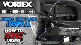 How to Install Vortex Adjustable Rearsets V2 Honda CBR1000RR from Sportbiketrackgearcom [upl. by Eahcim]