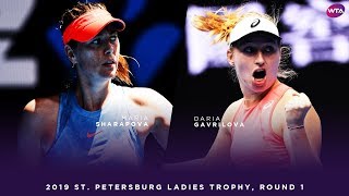 Maria Sharapova vs Daria Gavrilova  2019 St Petersburg Ladies Trophy First Round [upl. by Syhr37]