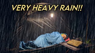 Very Heavy Rain Camping‼️Solo Camping in Floating Tent in Rainstorm [upl. by Enar85]