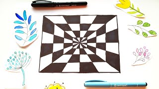 Easy Op Art Tunnel Optical Illusion Art  Drawing Ideas When Bored [upl. by Hsirrap]