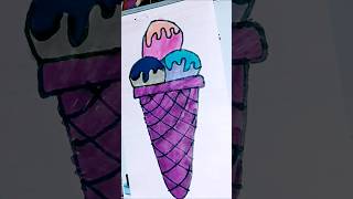 How to draw Easy 🌈 icecream Colouring and Painting for Kids part 3 howtodraw kidsvideo shorts [upl. by Naldo]