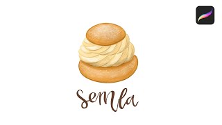 How to draw a Semla bun  Speedpaint in Procreate [upl. by Kristine]