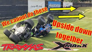 Traxxas XMaxx racing at Cambridge RC raceway crashes galore and we hurt ourselves [upl. by Ayad]