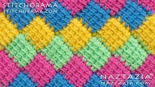 HOW to CROCHET ENTRELAC  Tunisian Interlaced Patchwork Diamonds Entrelec by Naztazia [upl. by Cirderf883]