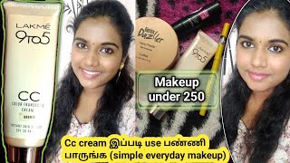 Lakme CC cream makeup Everyday simple makeup using only 4 products  Lakme CC cream review in tamil [upl. by Bethina61]