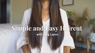 SIMPLE DIY Long Layer Haircut At Home ✂️ [upl. by Atnicaj]