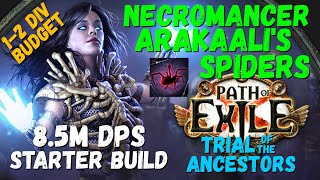 POE 322 324 My Strongest Starter Build  Necro Arakaali Spiders 85M DPS updated 324 POB [upl. by Gracia953]