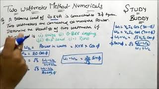 Two Wattmeter Method  Numericals [upl. by Frangos]