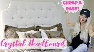 DIY Easy Tufted Headboard Hack For Cheap  25 Crystal Tufted Bed  Lindsay Ann [upl. by Chapa]