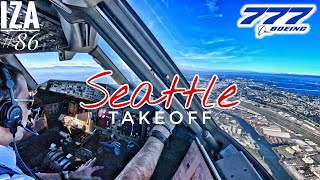 B777 SEA 🇺🇸 Seattle  TAKEOFF 34R  4K Cockpit View  ATC amp Crew Communications [upl. by Chilton]