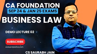 CA FOUNDATION  DEMO  BUSINESS LAW  LECT 02  SEP 2024 amp JAN 2025 EXAMS [upl. by Mudenihc]