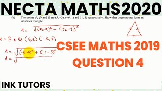 NECTA FORM 4 NECTA MATHS 2020 CSEE MATHS PAST PAPERnecta form 4 maths past papers 2019 Q4 [upl. by Htebazileharas]