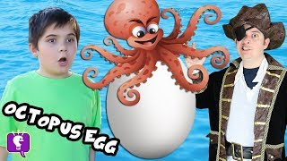 Giant OCTOPUS Pirate Surprise Egg with HobbyKidsTV [upl. by Nylcoj]