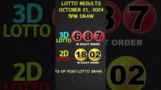 Lotto Result Today 500 pm draw October 21 2024 shorts [upl. by Nyleuqcaj]