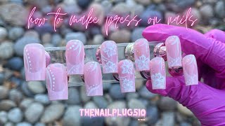 How to make press on nails  watch me work  90s Hawaiian flower nails  Thenailplug510 [upl. by Burnaby894]