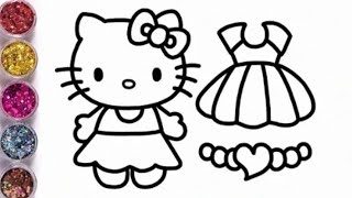 Hello Kitty Drawing Painting amp Colouring for Kids amp Toddlershellokitty [upl. by Halsey]