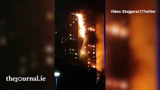 Eyewitness video of fire at Grenfell Tower apartments in London [upl. by Annaesor647]