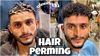 How to Hair perming on Men permanently Straghit to curly hair Transformation Curly hair style [upl. by Meggy]