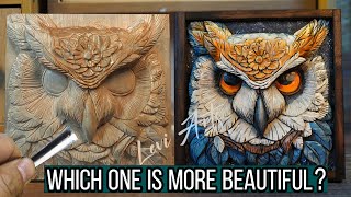 Wood carving  Super cool owl head [upl. by Oicinoid]