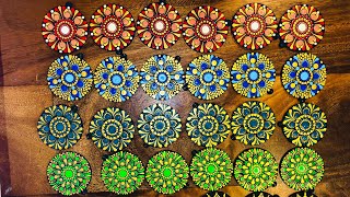 christmas ornaments homemade  Dot mandala painting woodmandala dotpainting dotart acrylic [upl. by Gnihc]