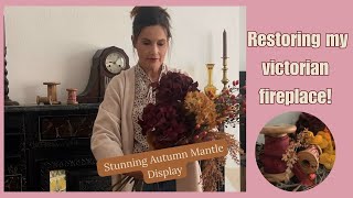 Victorian Fireplace Restoration  Elegant Autumn Mantle Decor [upl. by Osgood714]