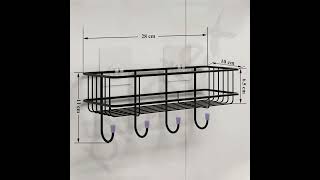 Plantex GI Steel SelfAdhesive Multipurpose Bathroom Shelf with Hooks By description box [upl. by Fawcette]