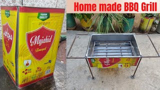 How to make a Barbeque with OIL CAN  BBQ at Home  DIY BBQ Grill [upl. by Kuhlman]