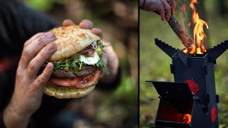 🔥Rocket Stove Magic Burger Italiano by the River [upl. by Aromas]