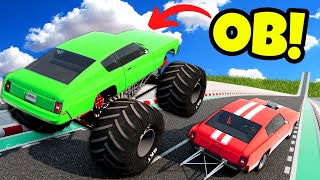 OB amp I Jumped UPGRADED Cars on a MASSIVE JUMP in BeamNG Drive Mods [upl. by Nalyac]