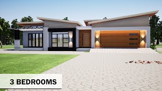 3 Bedroom plan  Butterfly roof house Design  19mx17m [upl. by Leelah279]