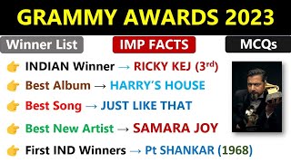 Grammy Awards 2023  Grammy Awards 2023 Current Affairs  Winners List  Musical Awards  IndoLogus [upl. by Bergman]