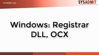 Windows Registrar DLL OCX [upl. by Andert]