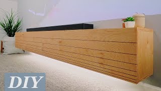 How To Build a Floating Media Console w Undermount LEDs  DIY Woodworking [upl. by Tabbie75]